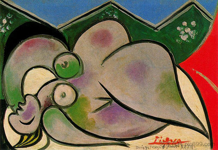 斜倚裸体 Reclining nude (1932)，巴勃罗·毕加索