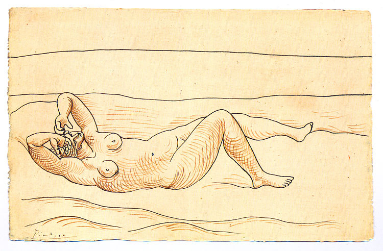 躺在海边的女人 Reclining woman at the seashore (1920)，巴勃罗·毕加索