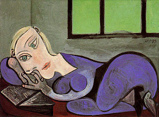 斜倚着看书的女人 Reclining woman reading (1960)，巴勃罗·毕加索
