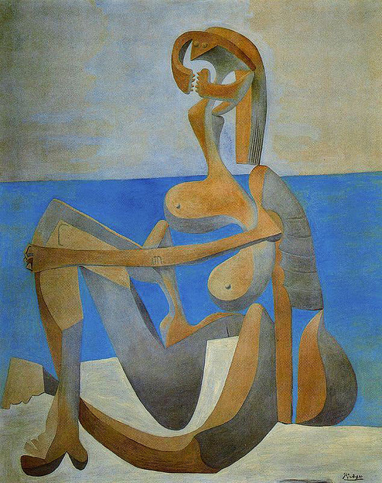 坐在沙滩上的沐浴者 Seated bather on the beach (1929)，巴勃罗·毕加索