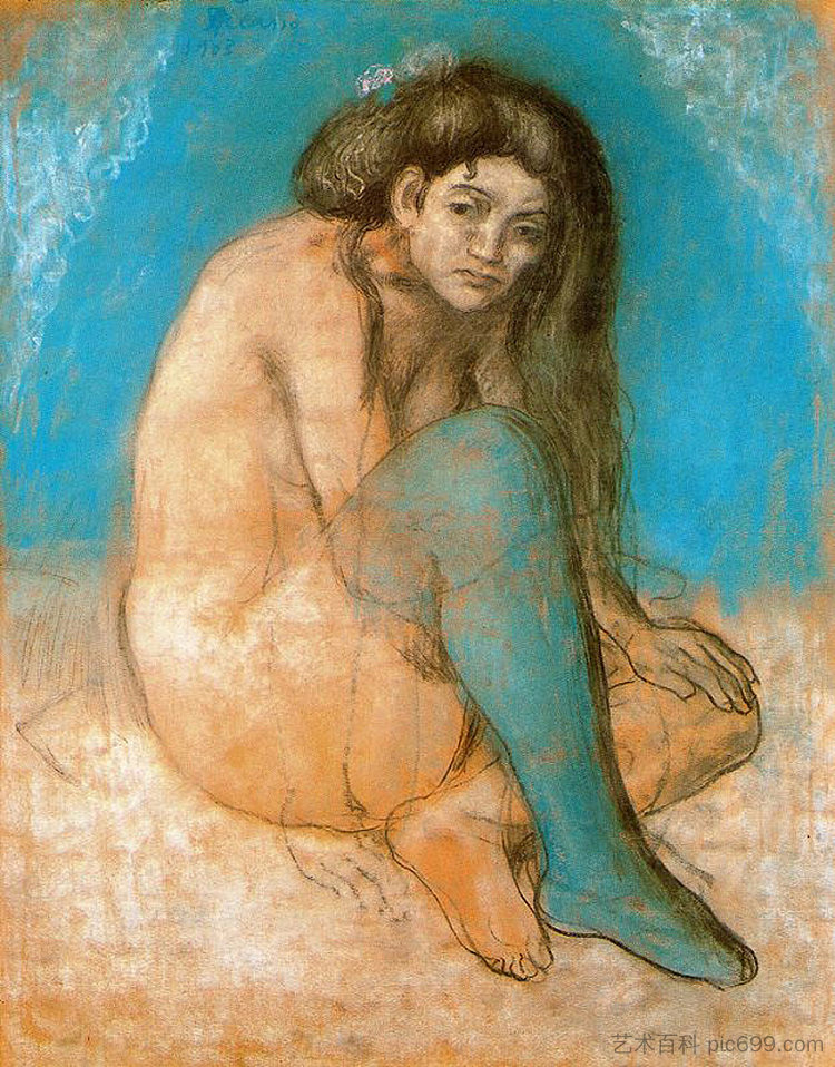 坐着的女性裸体 Seated female nude (1903),巴勃罗·毕加索