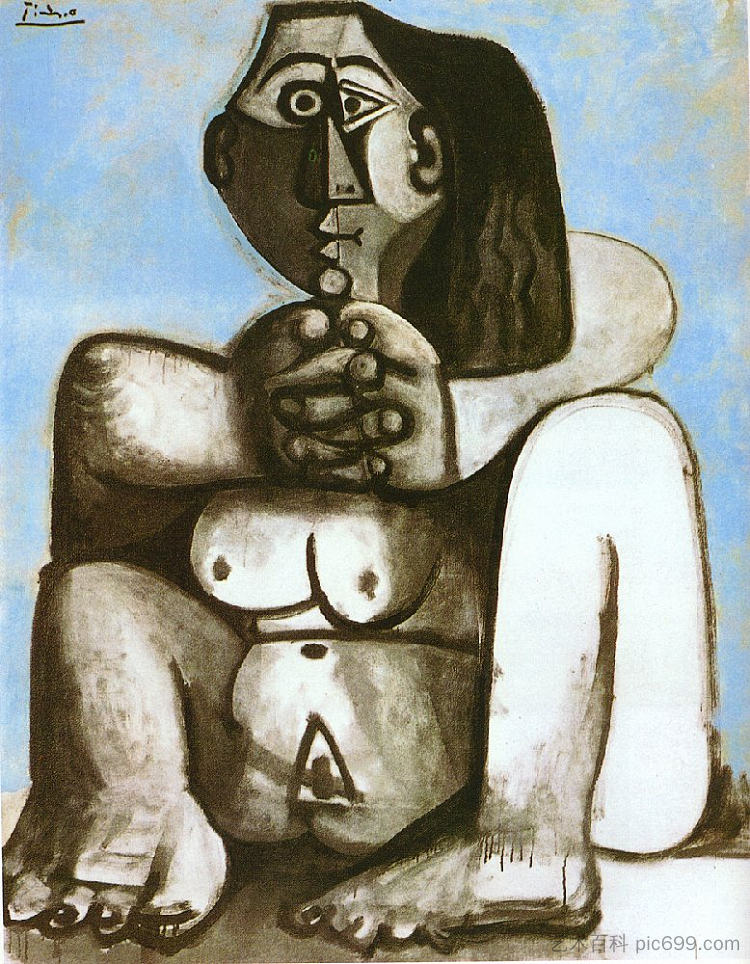 坐着的女性裸体 Seated female nude (1959)，巴勃罗·毕加索