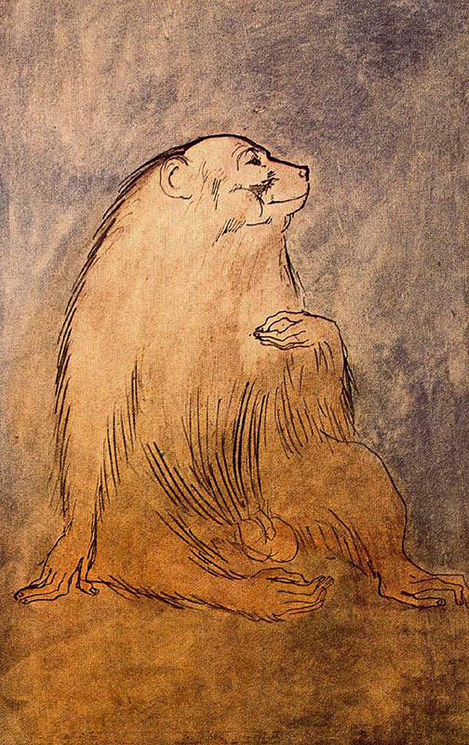 坐着的猴子 Seated monkey (1905),巴勃罗·毕加索