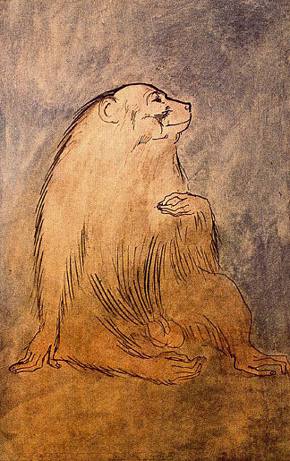 坐着的猴子 Seated monkey (1905)，巴勃罗·毕加索