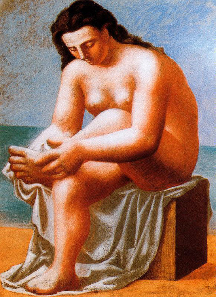 裸体坐着，擦脚 Seated Nude drying her feet (1921)，巴勃罗·毕加索