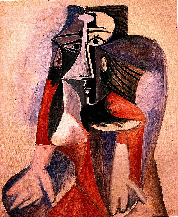 坐着的女人(杰奎琳) Seated woman (Jacqueline) (1960)，巴勃罗·毕加索