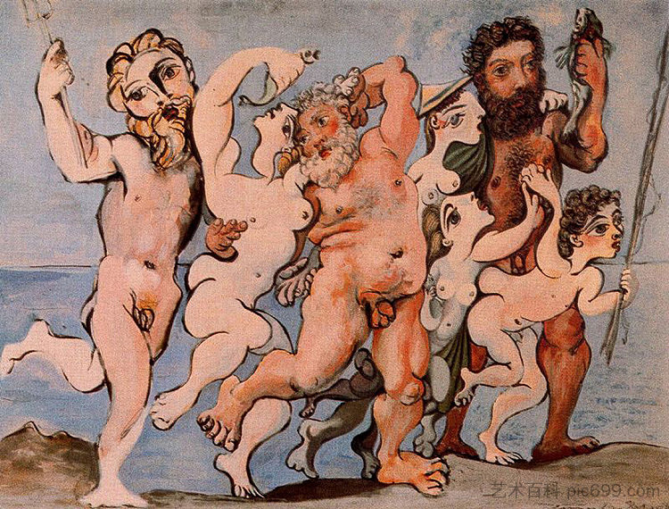 西勒努斯在公司跳舞 Silenus dancing in company (1933)，巴勃罗·毕加索