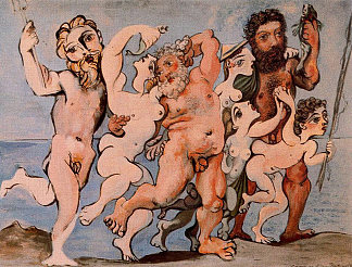 西勒努斯在公司跳舞 Silenus dancing in company (1933)，巴勃罗·毕加索