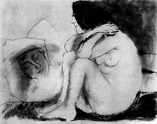 睡觉的男人和坐着的女人 Sleeping man and sitting woman (1942)，巴勃罗·毕加索