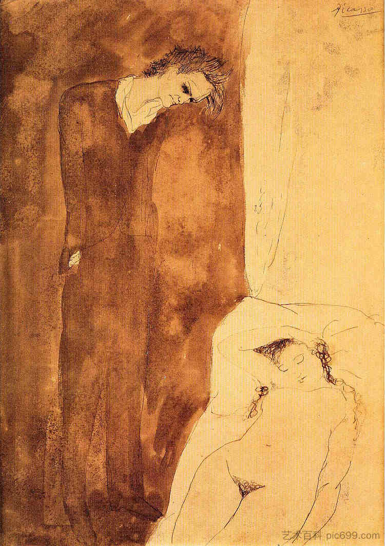 裸睡 Sleeping nude (1904)，巴勃罗·毕加索