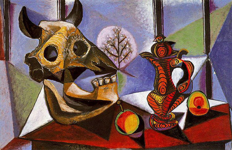 带有公牛头骨的静物 Still life with bull's skull (1939)，巴勃罗·毕加索