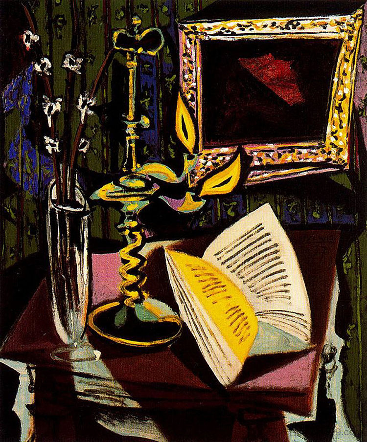 静物与烛台 Still life with candlestick (1937)，巴勃罗·毕加索