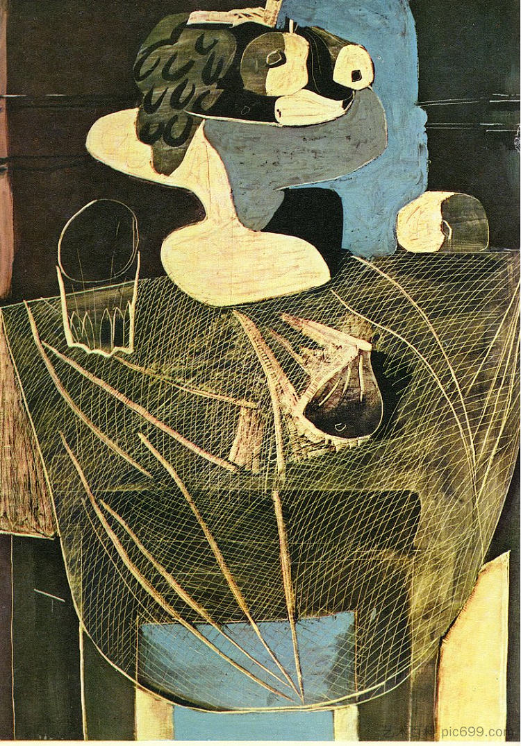 静物与渔网 Still life with fishing net (1925)，巴勃罗·毕加索