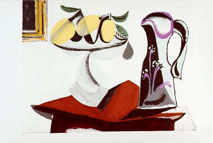 静物与柠檬和水壶 Still life with lemon and jug (1936)，巴勃罗·毕加索