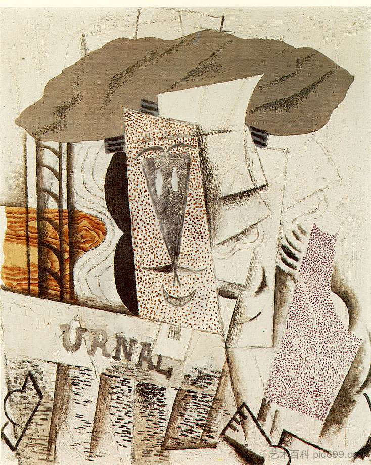 学生与报纸 Student with newspaper (1913),巴勃罗·毕加索