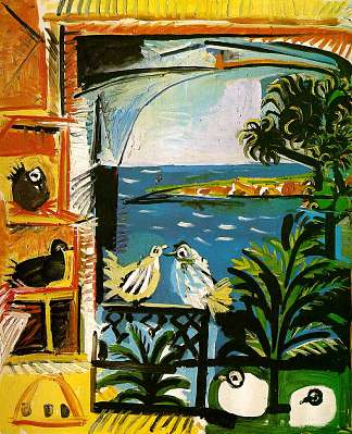 工作室(鸽子)(委拉斯开兹) Studio (Pigeons) (Velazquez) (1957)，巴勃罗·毕加索