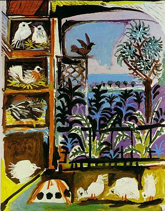 工作室(鸽子)(委拉斯开兹) Studio (Pigeons) (Velazquez) (1957)，巴勃罗·毕加索