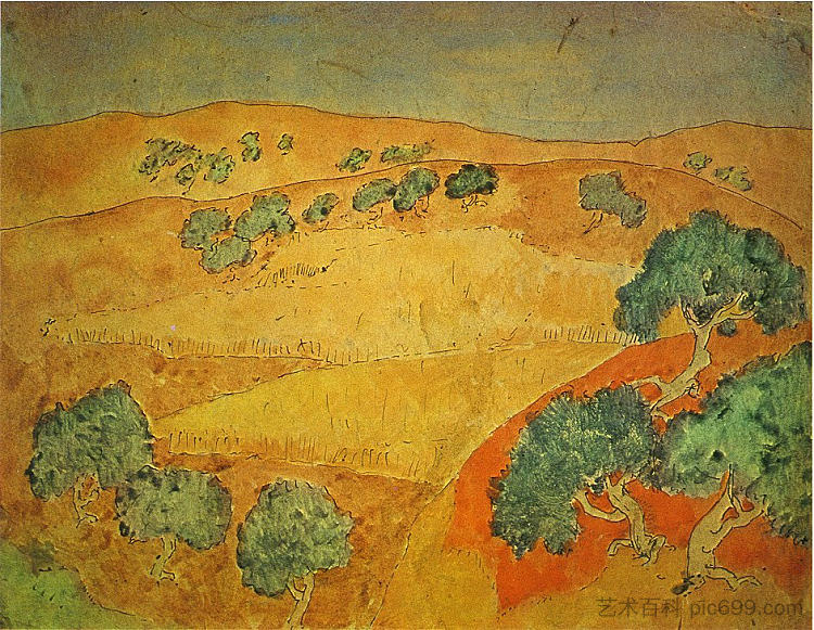 夏季景观 Summer landscape (1902),巴勃罗·毕加索