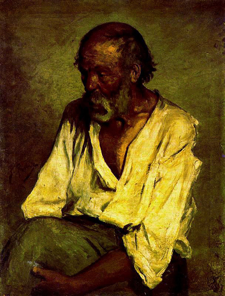 老渔夫 The old fisherman (1895)，巴勃罗·毕加索