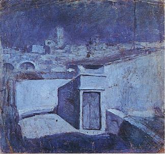 月光下的巴塞罗那屋顶 The roofs of Barcelona in the moonlight (1903)，巴勃罗·毕加索