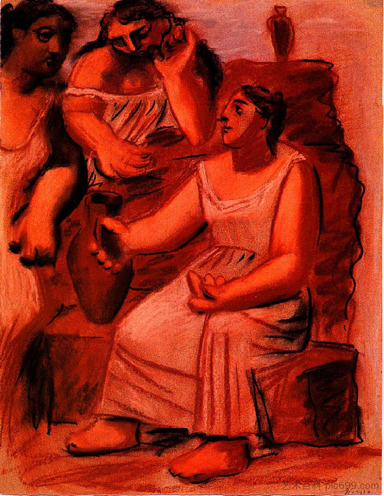 三个女人在喷泉旁(研究) Three women at a fountain (study) (1921),巴勃罗·毕加索