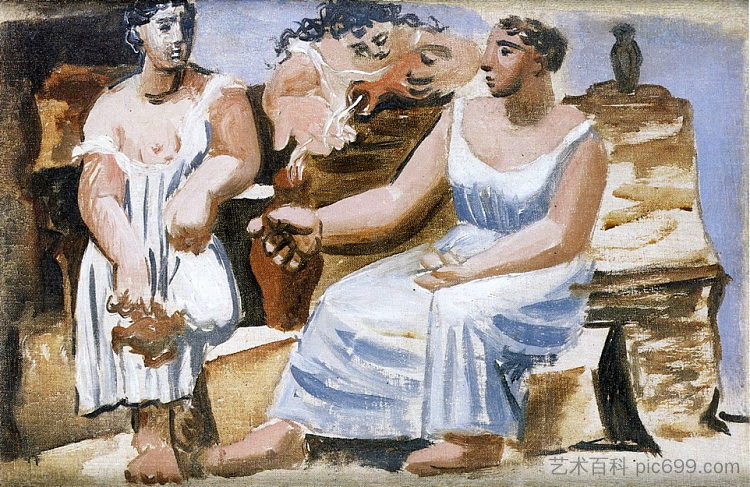 三个女人在喷泉旁(研究) Three women at a fountain (study) (1921),巴勃罗·毕加索