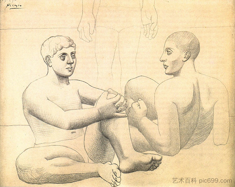 两个游泳者 Two bathers (1921)，巴勃罗·毕加索