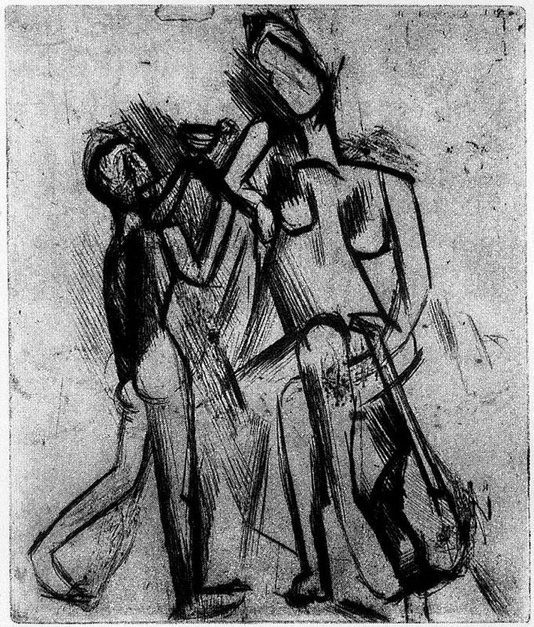 两个裸体人物 Two naked figures (1909)，巴勃罗·毕加索