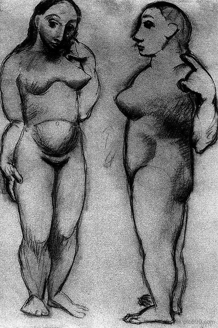 两个裸体女人 Two naked women (1906)，巴勃罗·毕加索