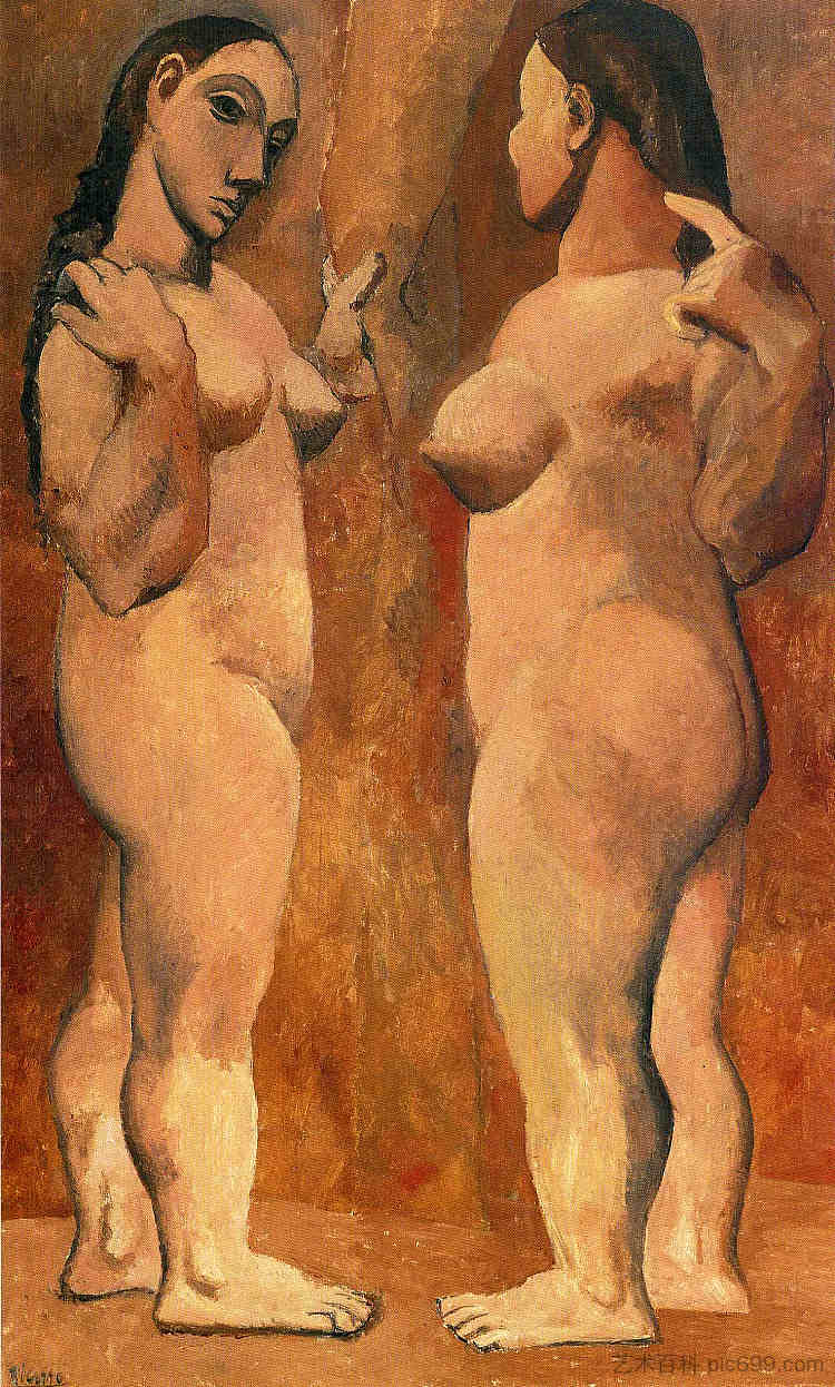 两个裸体女人 Two nude women (1906)，巴勃罗·毕加索