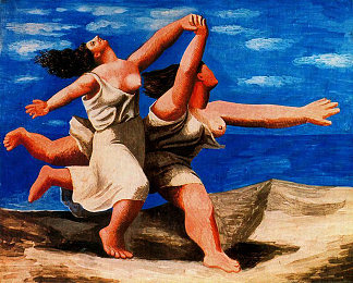 两个女人在沙滩上跑步(比赛) Two Women Running on the Beach (The Race) (1922)，巴勃罗·毕加索