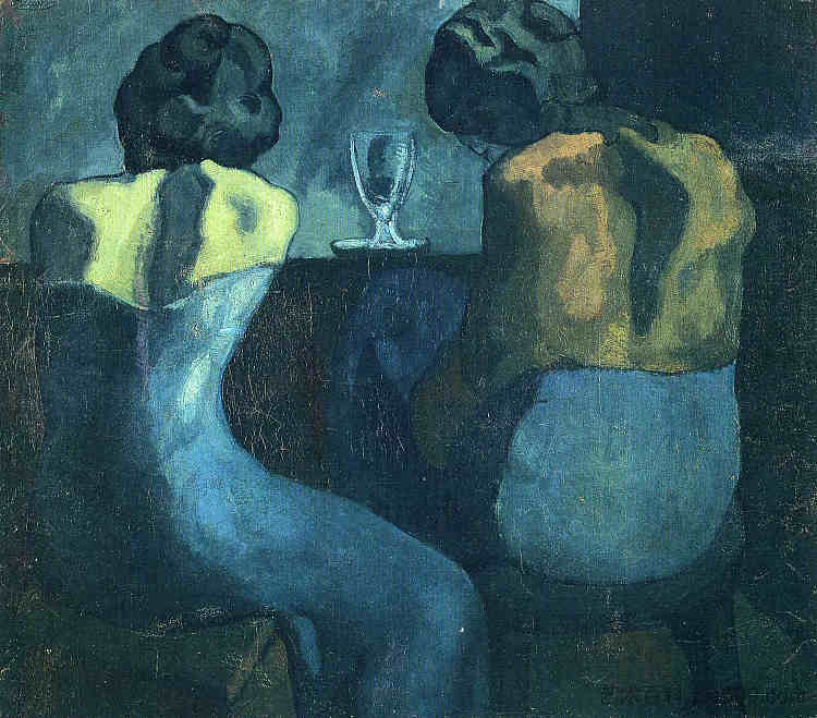 两个女人坐在酒吧里 Two women sitting at a bar (1902)，巴勃罗·毕加索