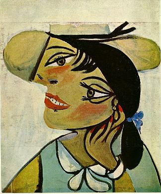 德赫明山口的女人肖像（奥尔加） Portrait of woman in d`hermine pass (Olga) (1923)，巴勃罗·毕加索