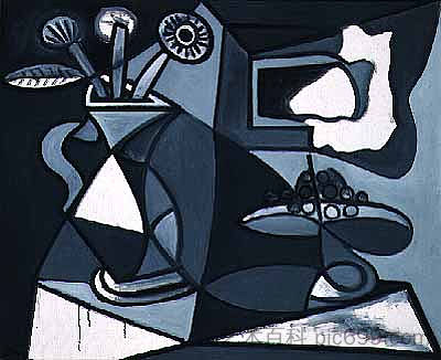 花瓶与鲜花 Vase with flowers (1943)，巴勃罗·毕加索