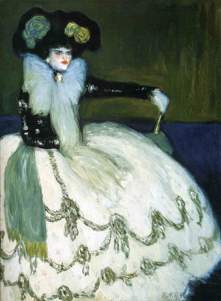 穿着蓝色衣服的女人 Woman dressed in blue (1901),巴勃罗·毕加索
