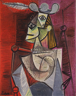 扶手椅上的女人 Woman in an Armchair (1941)，巴勃罗·毕加索