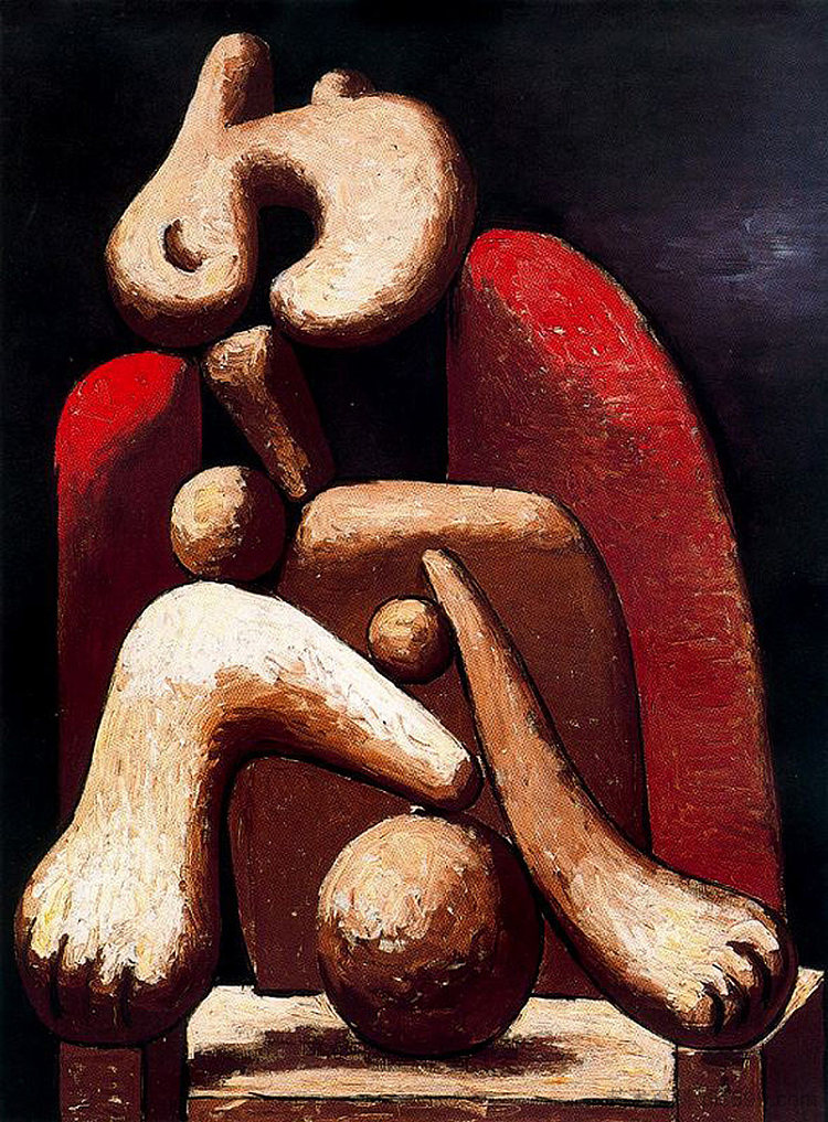 红色扶手椅上的女人 Woman in red armchair (1932),巴勃罗·毕加索