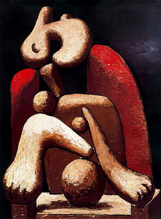 红色扶手椅上的女人 Woman in red armchair (1932)，巴勃罗·毕加索