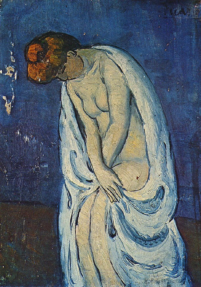 离开浴缸的女人 Woman leaving the bath (1901),巴勃罗·毕加索
