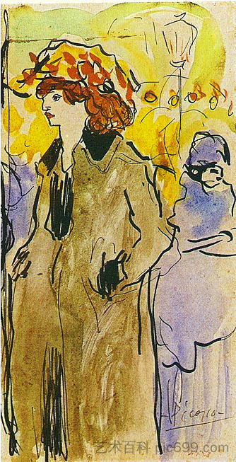 街上的女人 Woman on the street (1901),巴勃罗·毕加索
