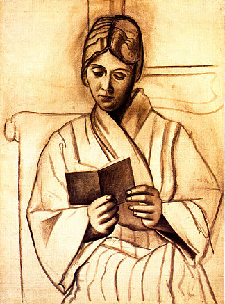 女人读书(奥尔加语) Woman reading (Olga) (1920)，巴勃罗·毕加索