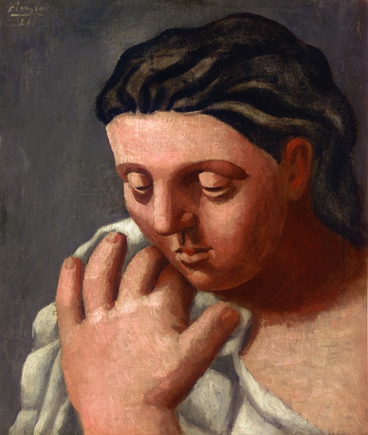 女人的头和手 Woman's head and hand (1921)，巴勃罗·毕加索