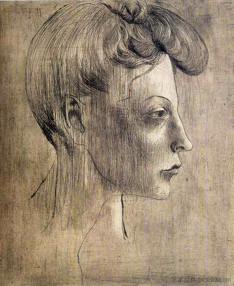 女性简介 Woman's profile (1905),巴勃罗·毕加索