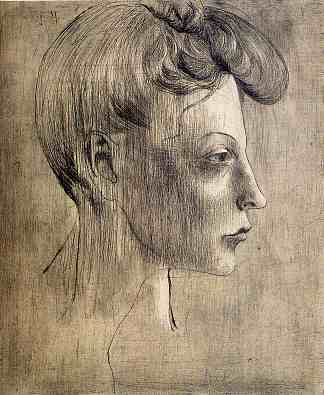 女性简介 Woman’s profile (1905)，巴勃罗·毕加索