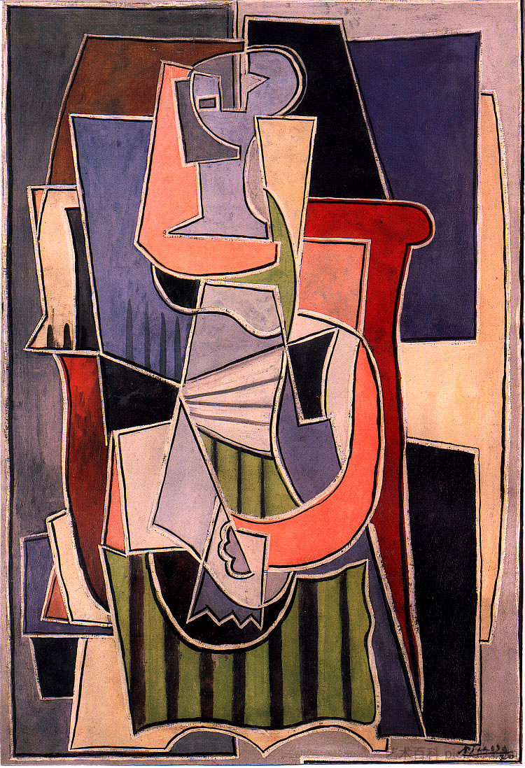 坐在扶手椅上的女人 Woman sitting in an armchair (1920),巴勃罗·毕加索