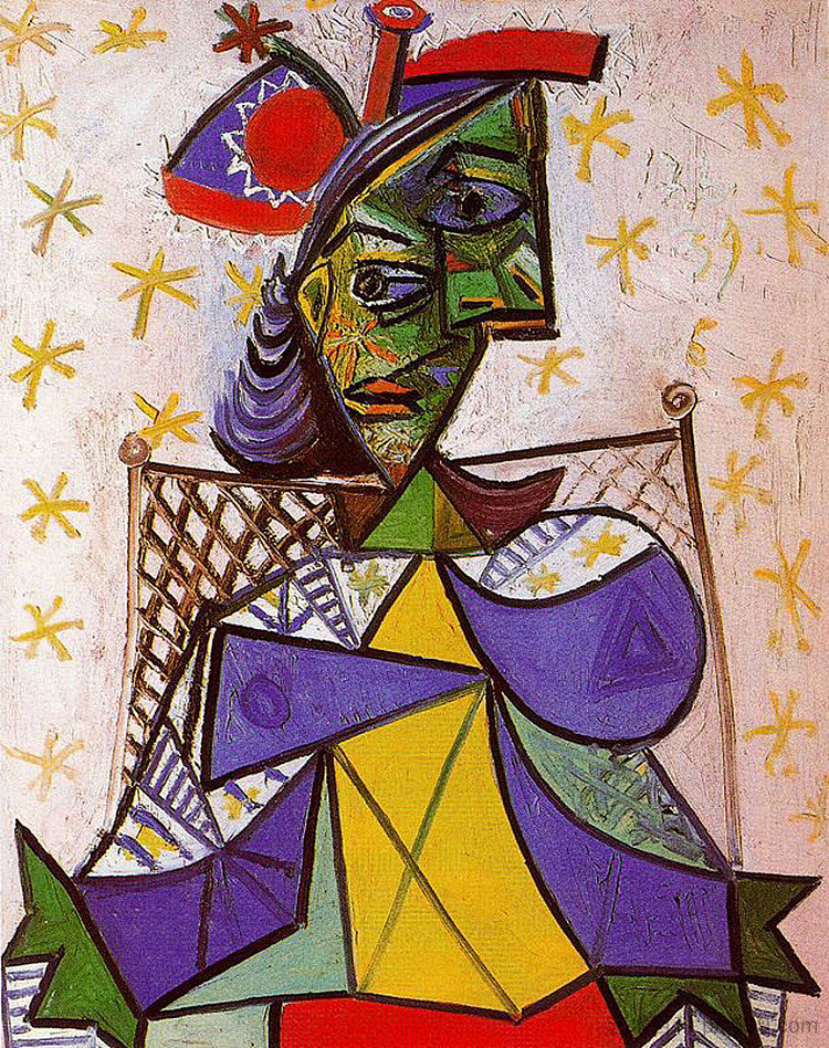 坐在扶手椅上的女人 Woman sitting in an armchair (1939)，巴勃罗·毕加索
