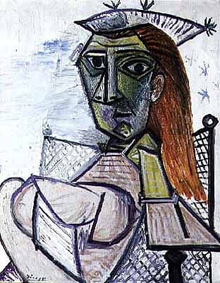 坐在扶手椅上的女人 Woman sitting in an armchair (1941)，巴勃罗·毕加索