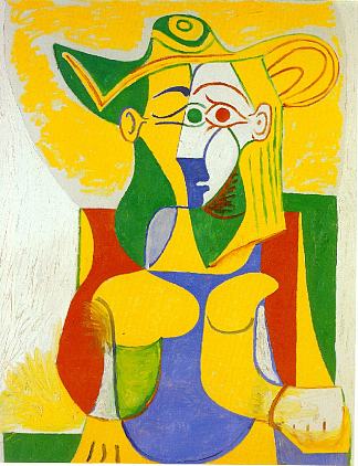 坐在扶手椅上的女人 Woman sitting in an armchair (1962)，巴勃罗·毕加索