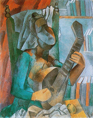 拿着曼陀林的女人 Woman with a Mandolin (1909)，巴勃罗·毕加索