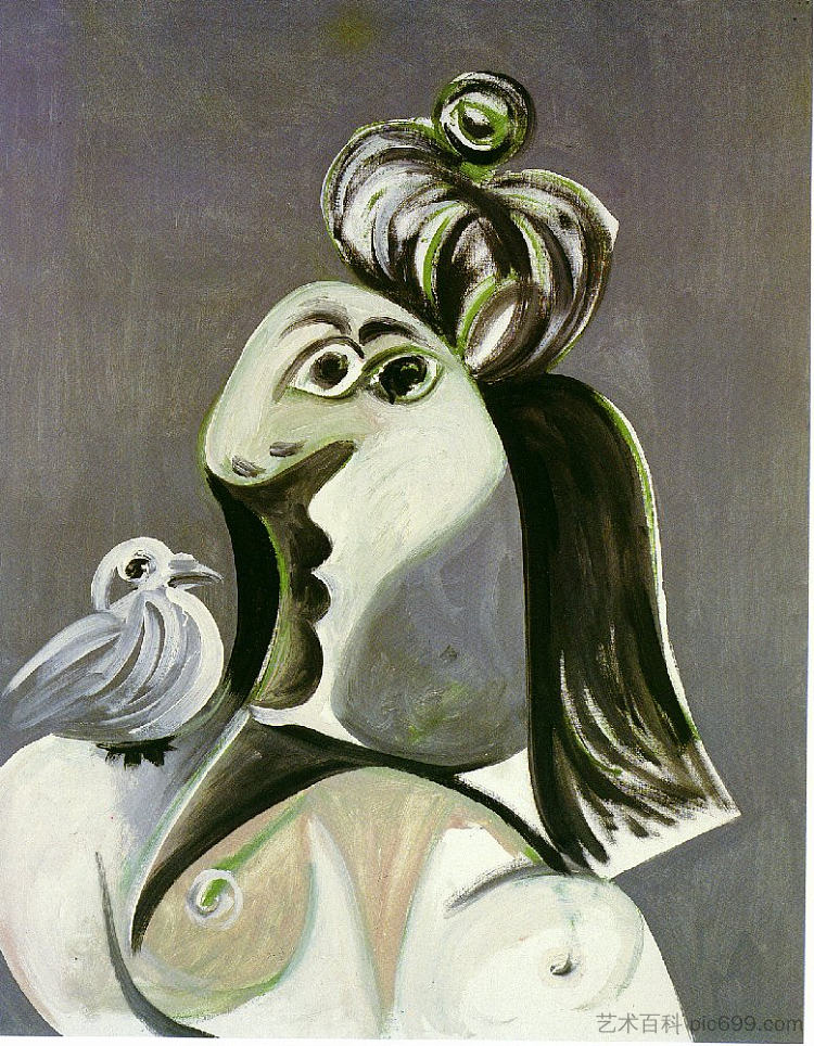 带鸟的女人 Woman with bird (1970)，巴勃罗·毕加索